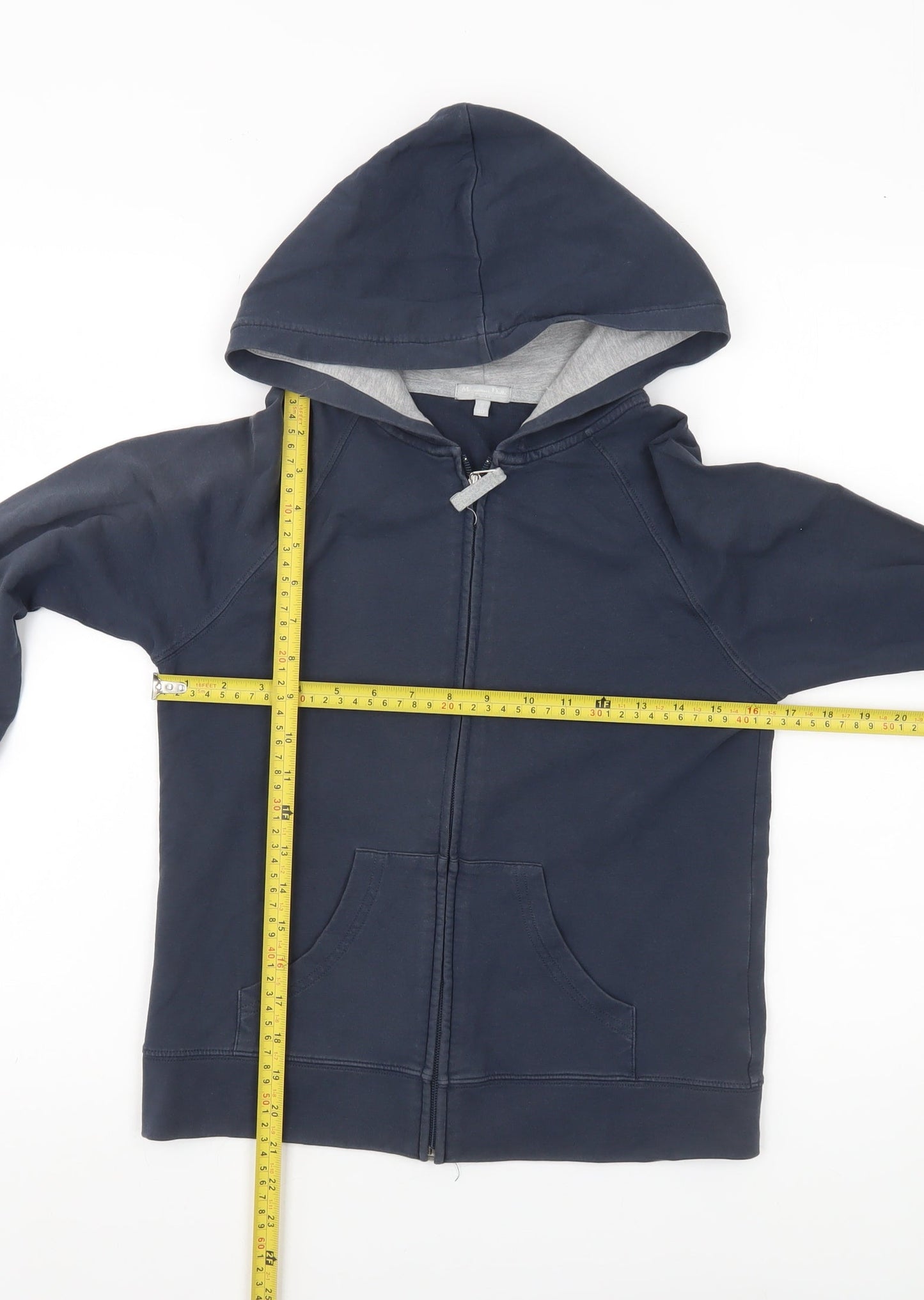 Massimo Dutti Women Blue S Full Zip Hoodie Cotton Blend