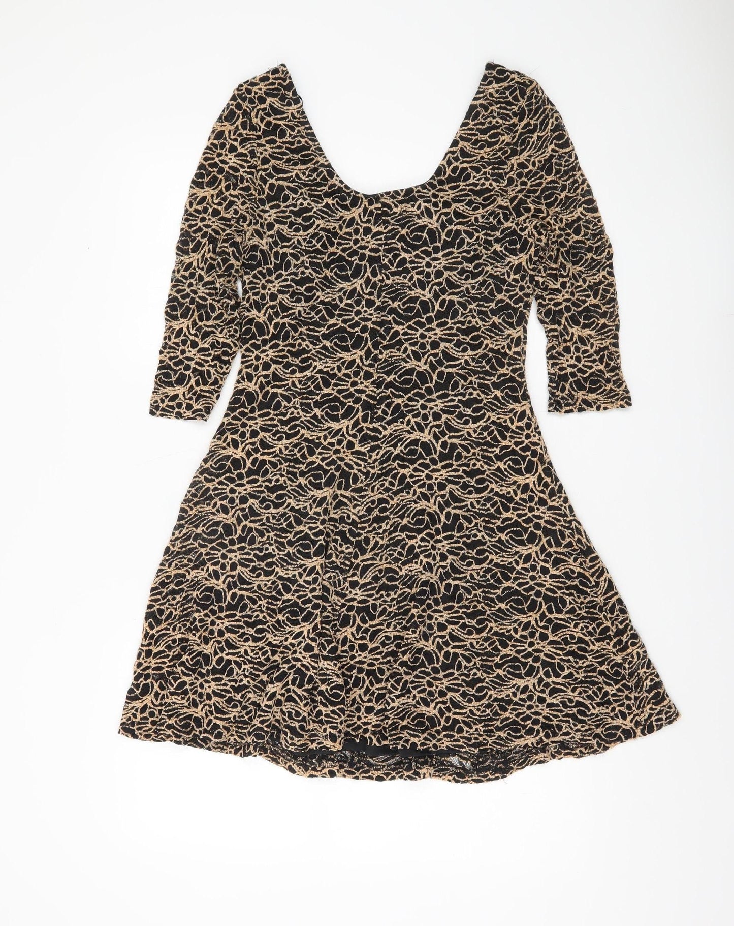 Apricot Women’s Black Beige Lace Fit & Flare Dress Size 14