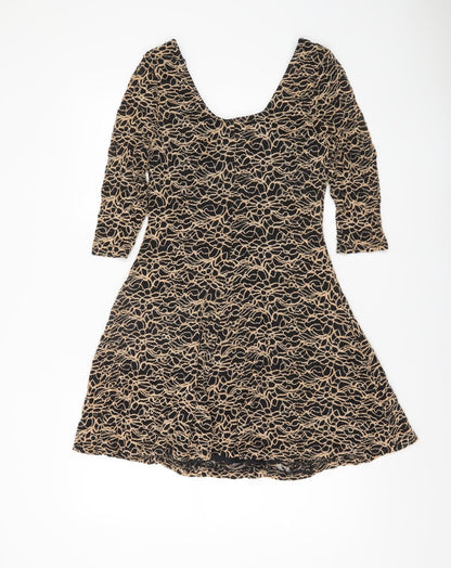Apricot Women’s Black Beige Lace Fit & Flare Dress Size 14