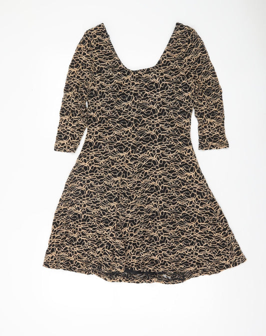 Apricot Women’s Black Beige Lace Fit & Flare Dress Size 14