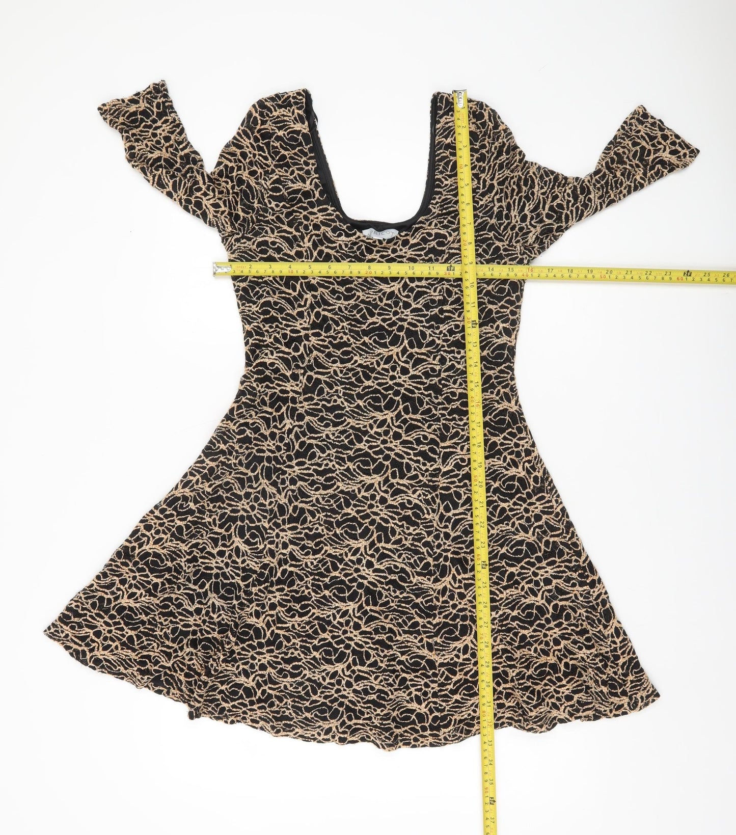Apricot Women’s Black Beige Lace Fit & Flare Dress Size 14