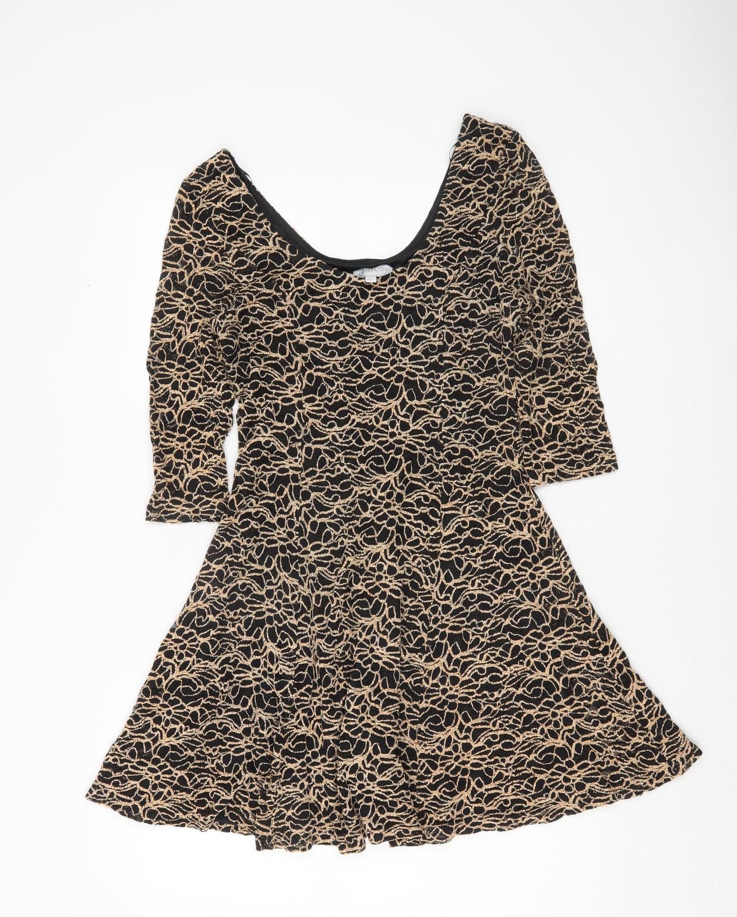 Apricot Women’s Black Beige Lace Fit & Flare Dress Size 14