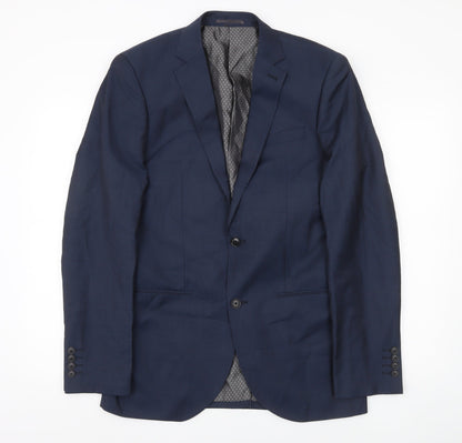 Next Men’s Blue Wool Blend Suit Jacket 38L Long Classic Formal