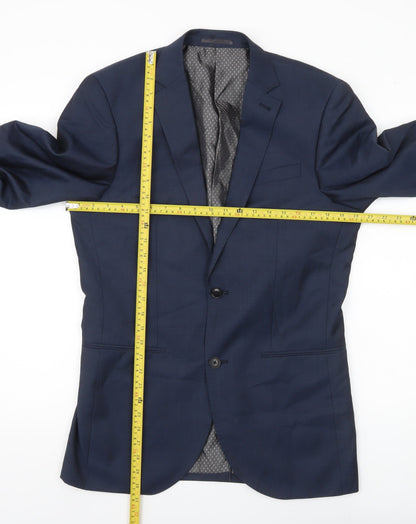 Next Men’s Blue Wool Blend Suit Jacket 38L Long Classic Formal