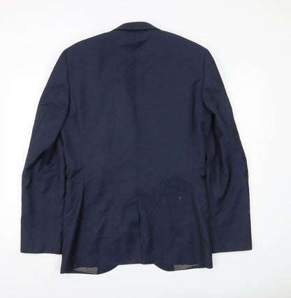 Next Men’s Blue Wool Blend Suit Jacket 38L Long Classic Formal