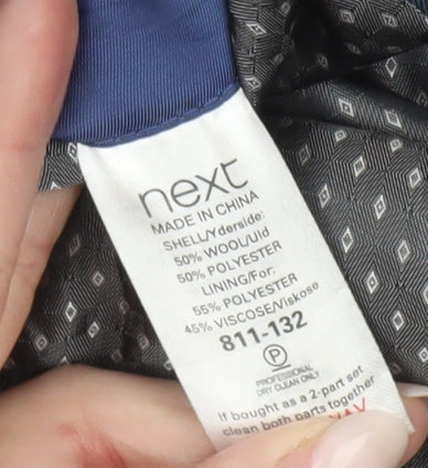 Next Men’s Blue Wool Blend Suit Jacket 38L Long Classic Formal