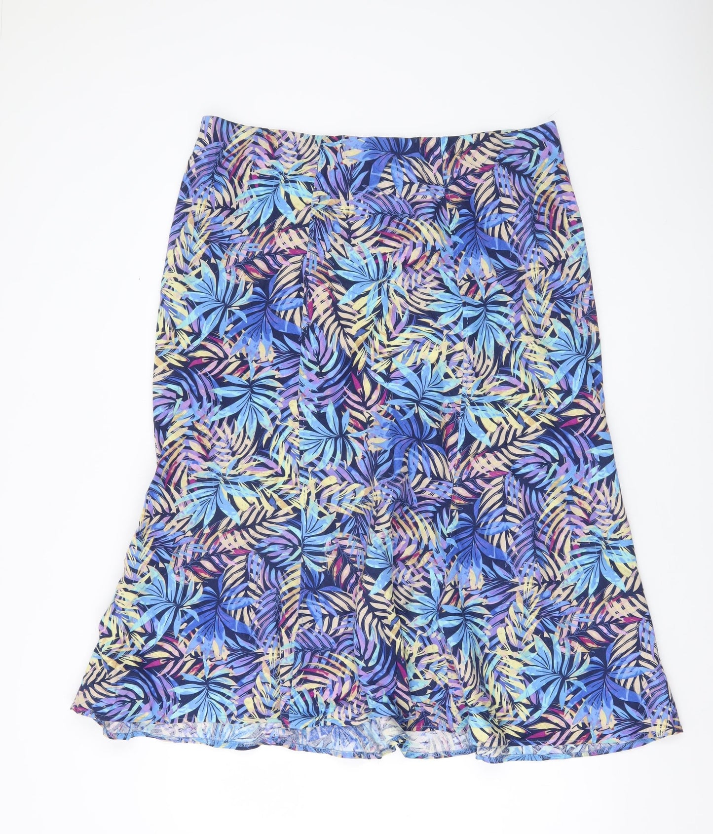 Isle Collection Womens Multicoloured A-Line Midi Skirt Size 18 Linen Blend