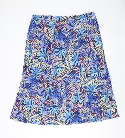Isle Collection Womens Multicoloured A-Line Midi Skirt Size 18 Linen Blend