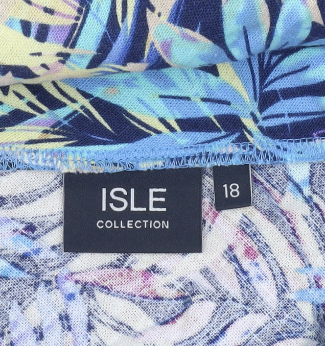 Isle Collection Womens Multicoloured A-Line Midi Skirt Size 18 Linen Blend