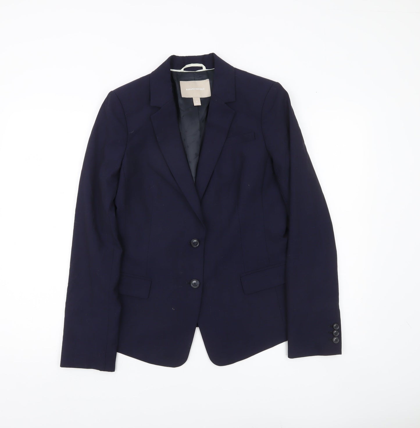 Banana Republic Women’s Blue Wool Blend Blazer Size 12 Two-Button Jacket