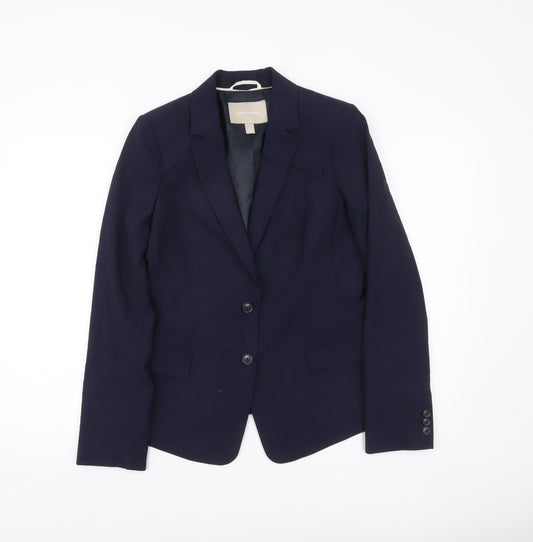 Banana Republic Women’s Blue Wool Blend Blazer Size 12 Two-Button Jacket