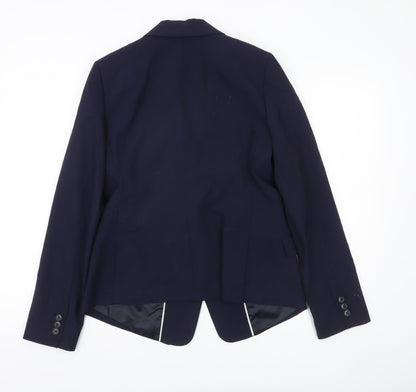 Banana Republic Women’s Blue Wool Blend Blazer Size 12 Two-Button Jacket