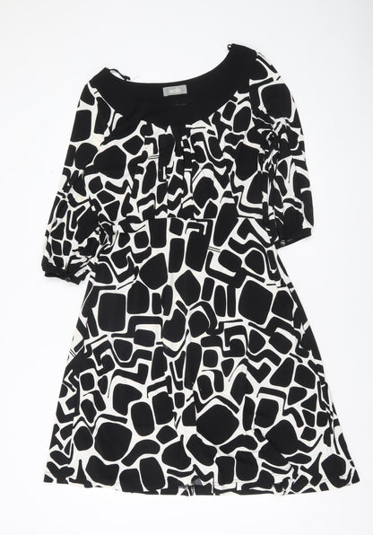 Wallis Women’s Black White Geometric A-Line Dress Size 12