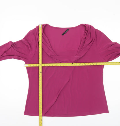 David Emanuel Womens Pink Size 18 Cowl Neck 3/4 Sleeve Blouse
