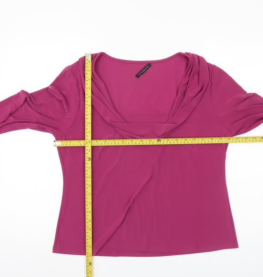 David Emanuel Womens Pink Size 18 Cowl Neck 3/4 Sleeve Blouse