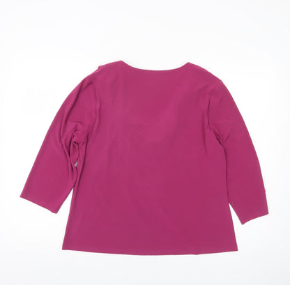 David Emanuel Womens Pink Size 18 Cowl Neck 3/4 Sleeve Blouse