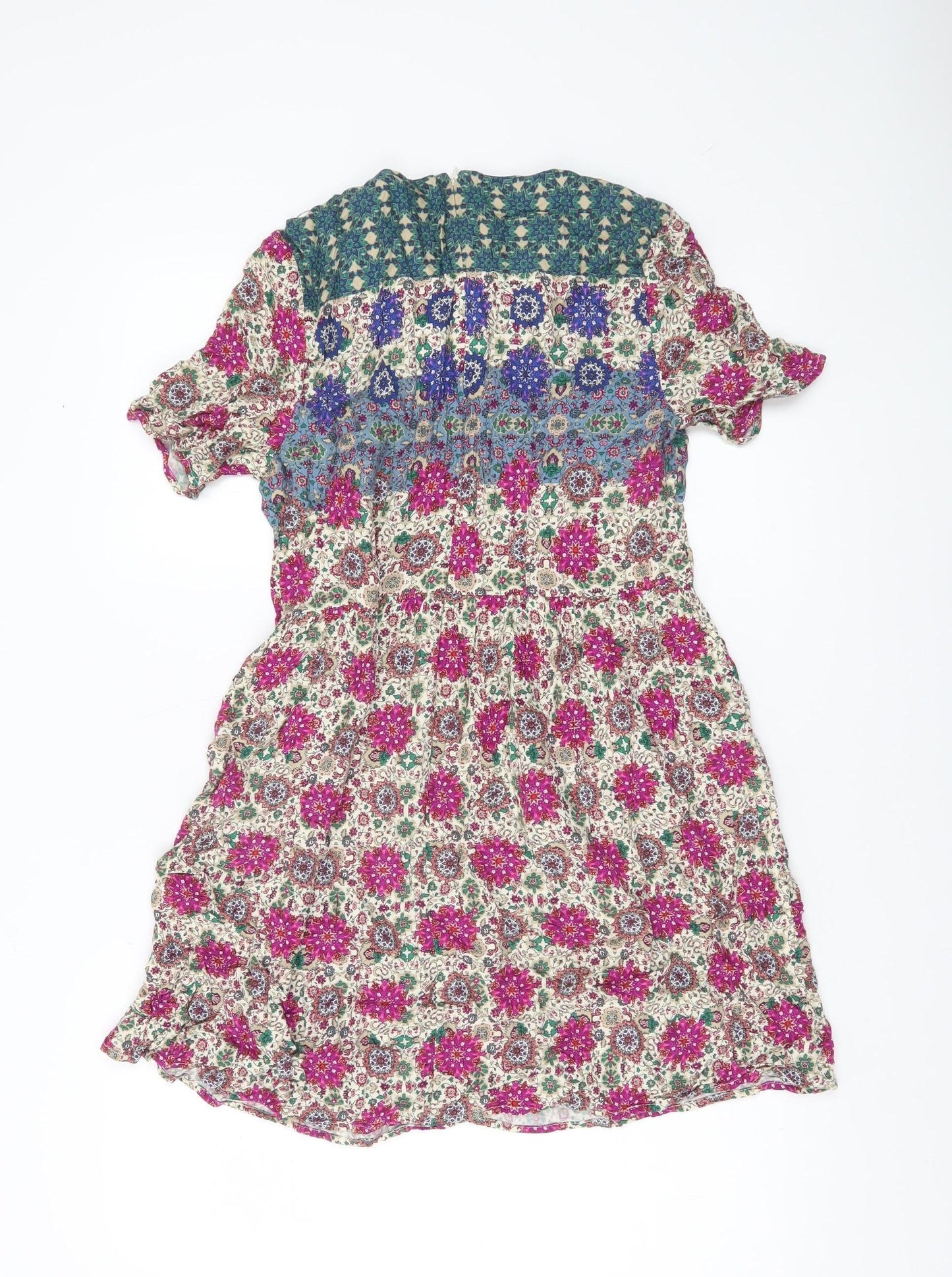Topshop Women’s Multicoloured Floral Shift Dress UK 8 Short Sleeve