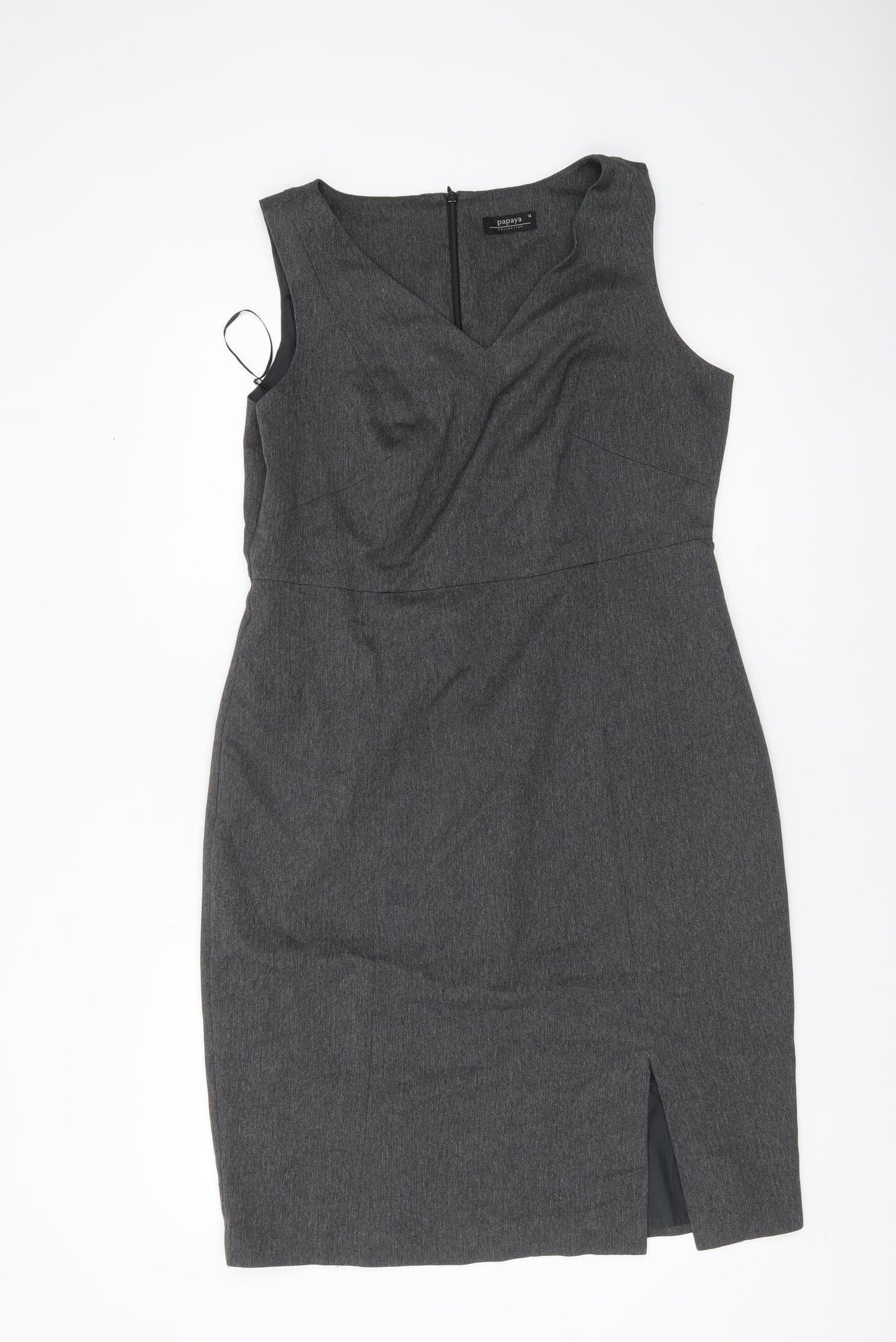 Papaya Women’s Grey Size 14 Sleeveless Sheath Work Dress