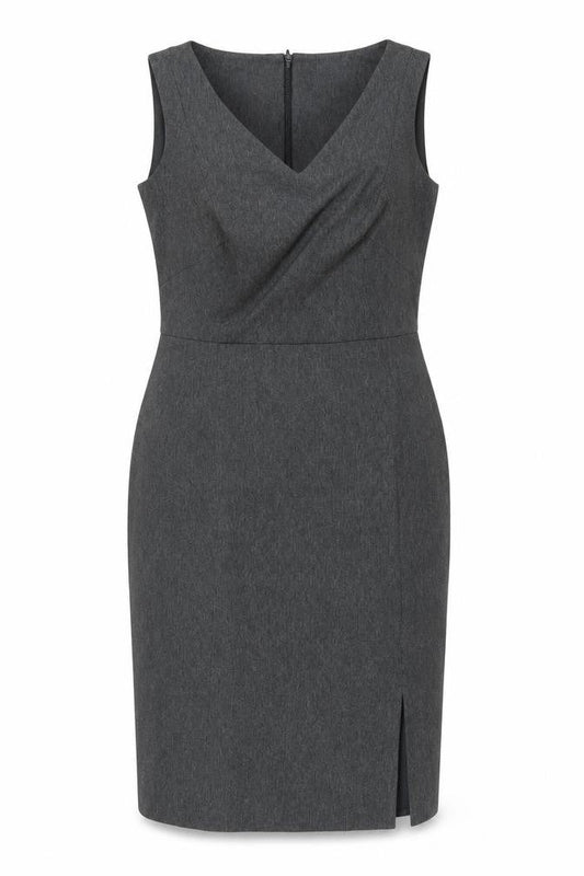 Front view of Papaya Women’s Grey, size UK 14, Sleeveless Sheath Work Dress