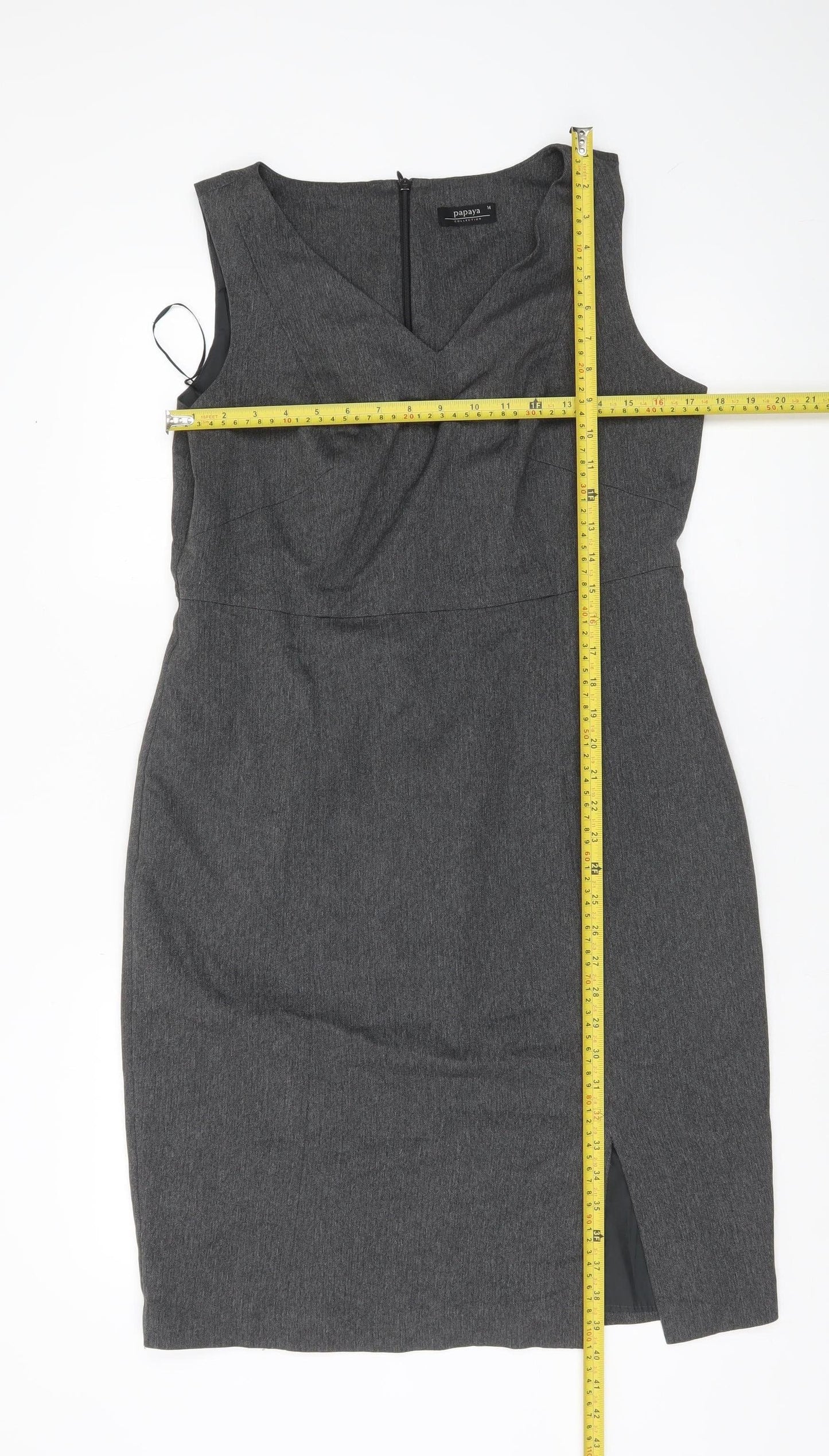 Papaya Women’s Grey Size 14 Sleeveless Sheath Work Dress