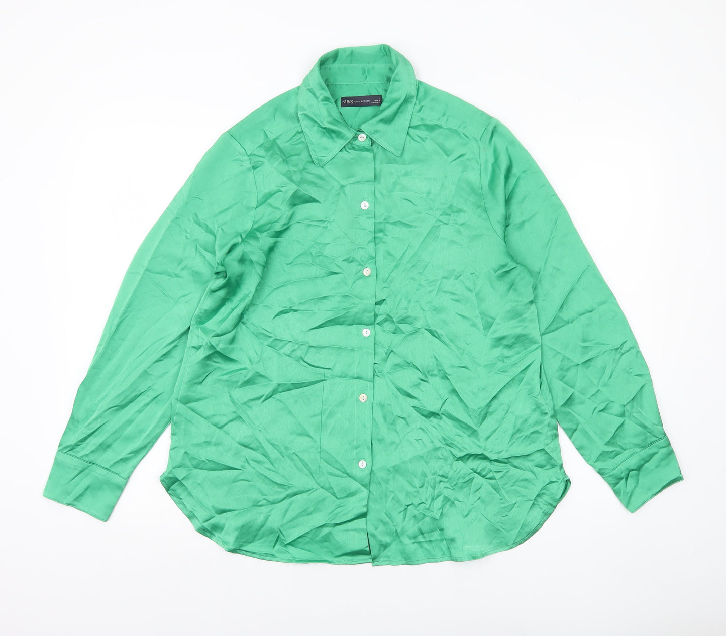 Womens UK Size 12 Marks and Spencer Green Basic Button-Up