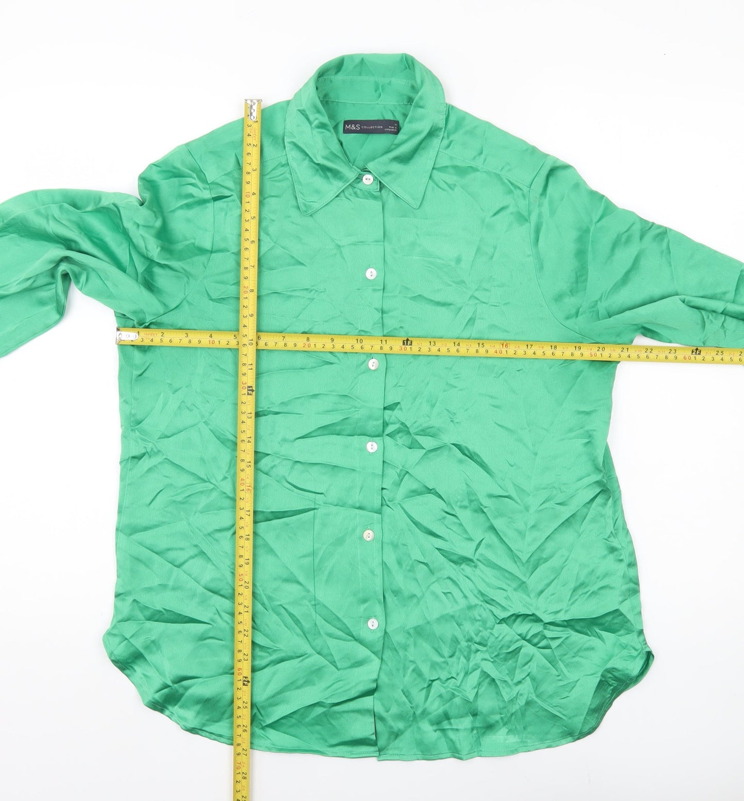 Womens UK Size 12 Marks and Spencer Green Basic Button-Up