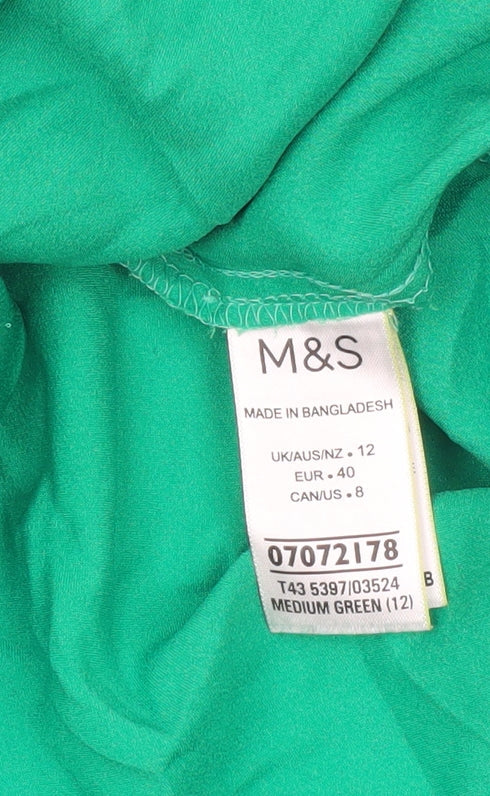 Womens UK Size 12 Marks and Spencer Green Basic Button-Up