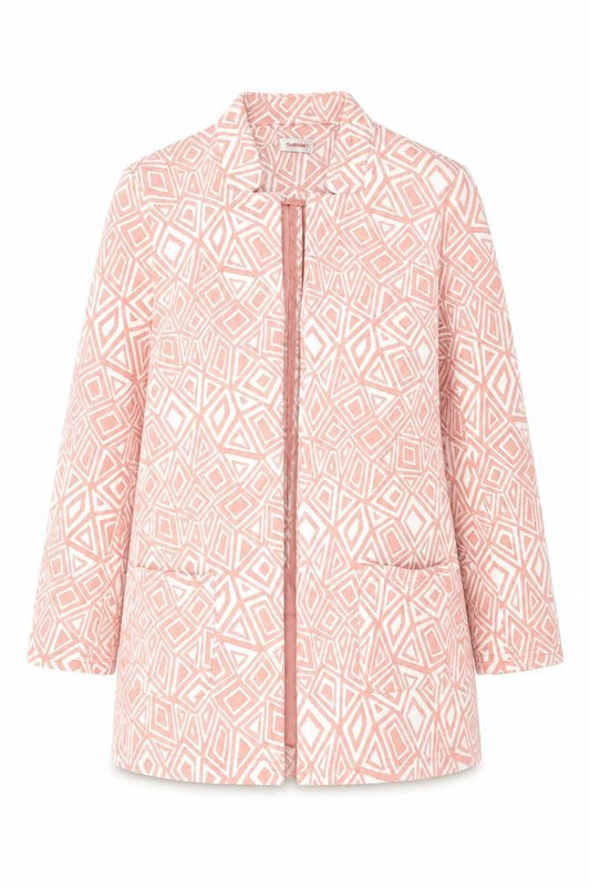 Damart Women’s Pink Geometric Blazer Jacket Size 10