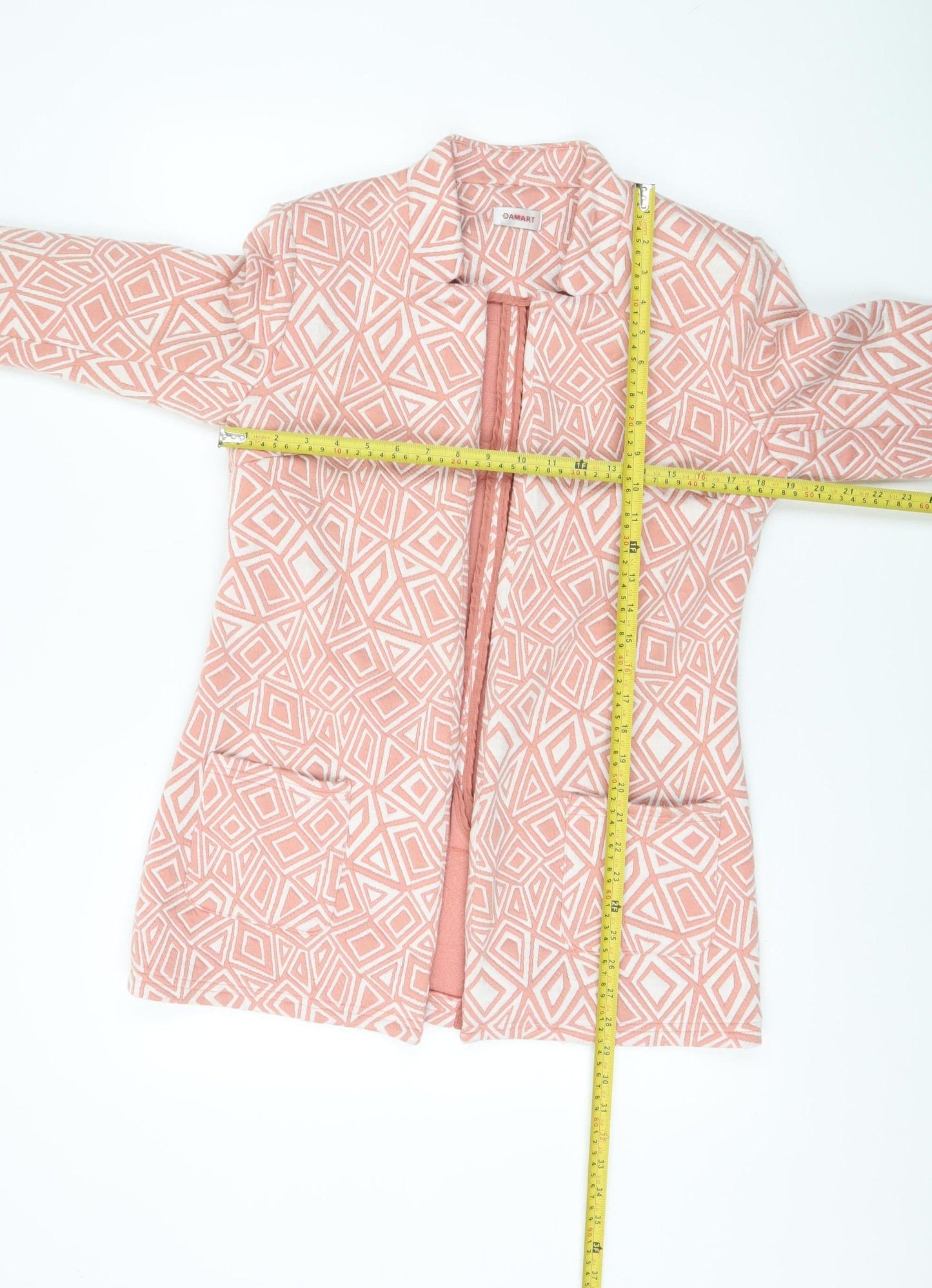 Damart Women’s Pink Geometric Blazer Jacket Size 10
