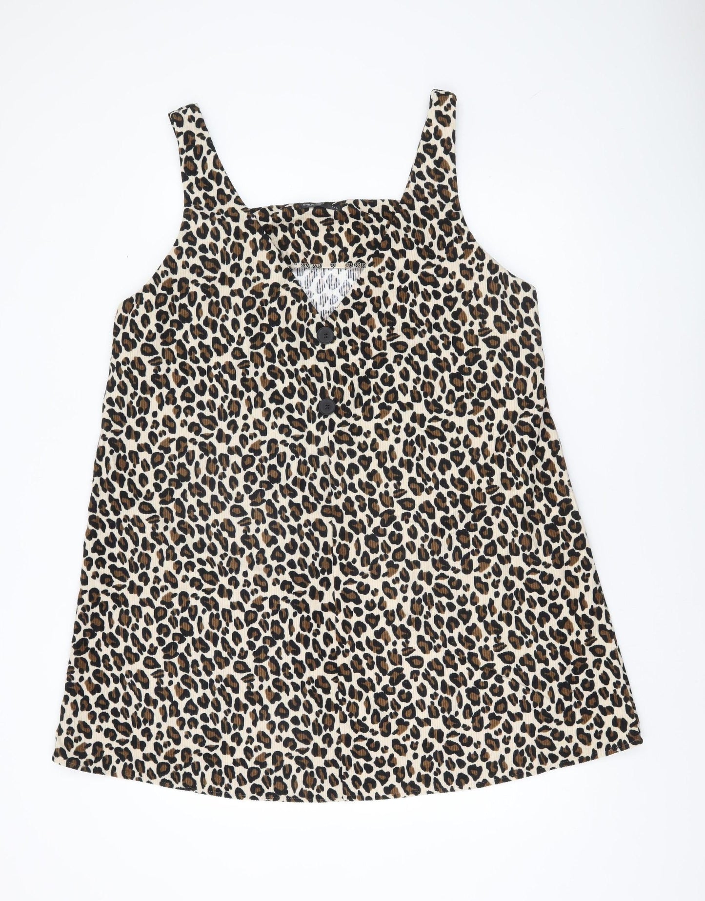 Shein Curve Women’s Brown Leopard Print Plus Size 18 Sleeveless Mini Dress
