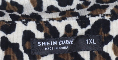 Shein Curve Women’s Brown Leopard Print Plus Size 18 Sleeveless Mini Dress