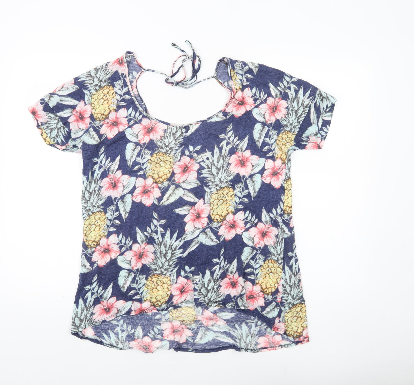 FatFace Womens Multicoloured Tropical Scoop Neck T-Shirt Size 14