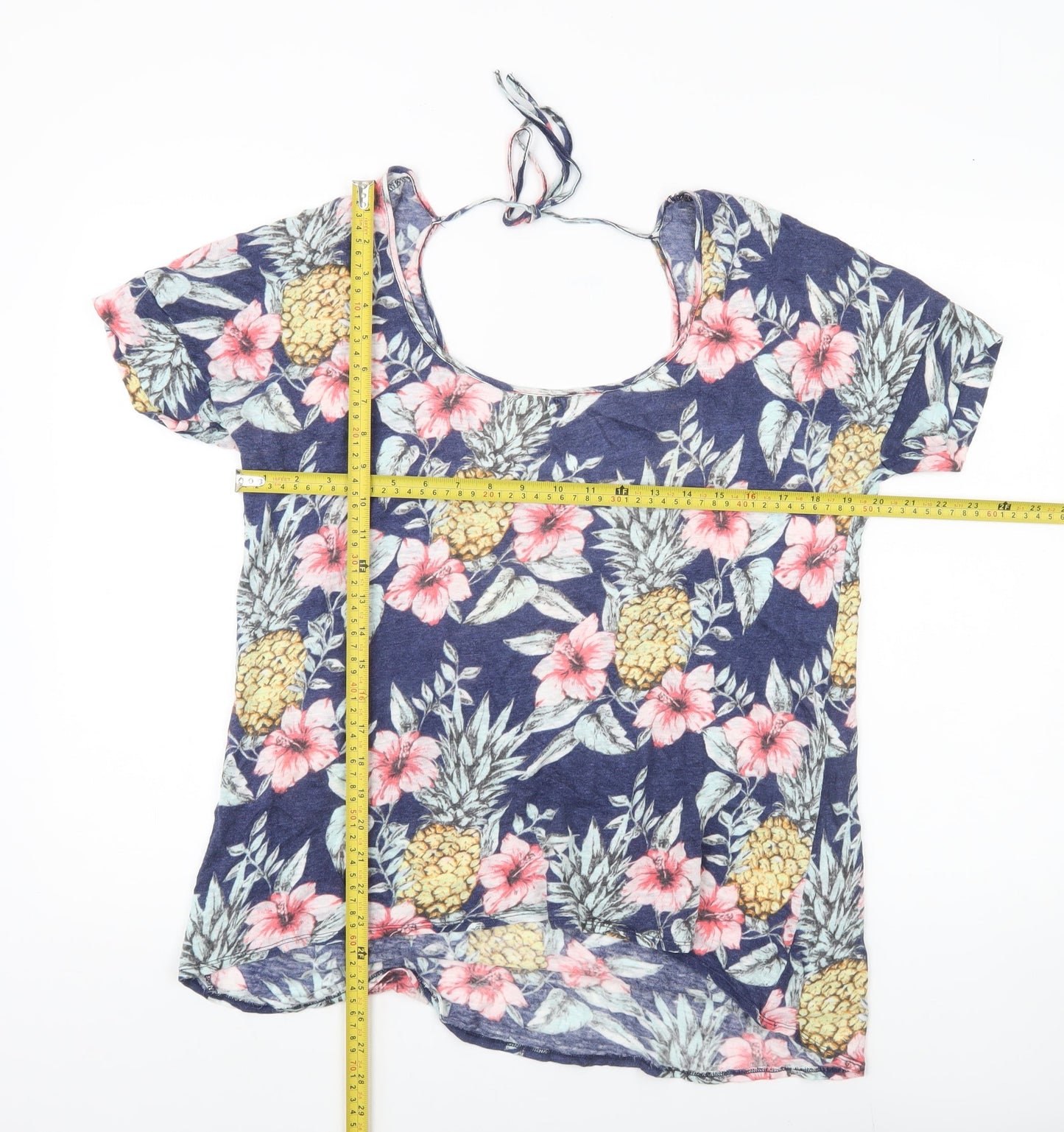 FatFace Womens Multicoloured Tropical Scoop Neck T-Shirt Size 14