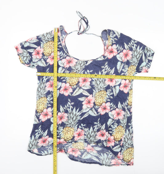 FatFace Womens Multicoloured Tropical Scoop Neck T-Shirt Size 14