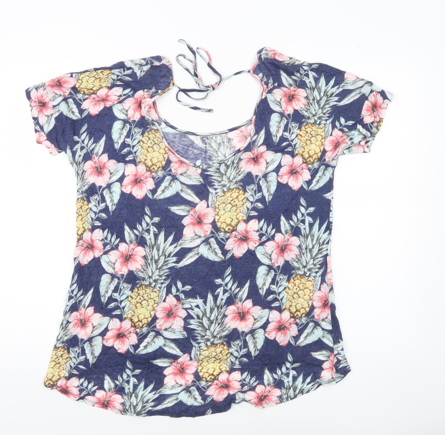 FatFace Womens Multicoloured Tropical Scoop Neck T-Shirt Size 14