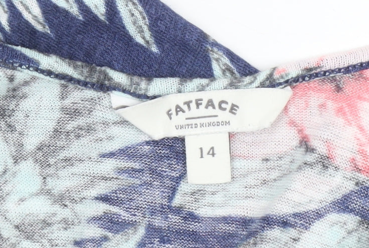 FatFace Womens Multicoloured Tropical Scoop Neck T-Shirt Size 14
