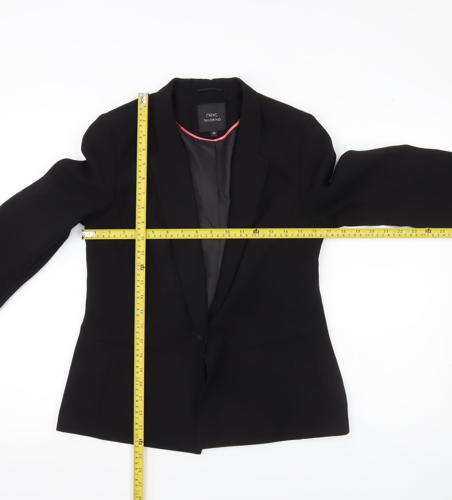 Next Women Black Size 10 Tailored Single Breasted Blazer Jacket