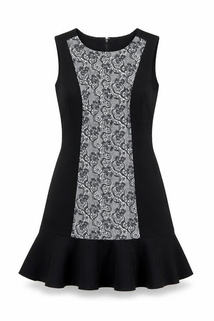 DKNY Women’s Black Grey Fit & Flare Knee Length Sleeveless Dress Size 8