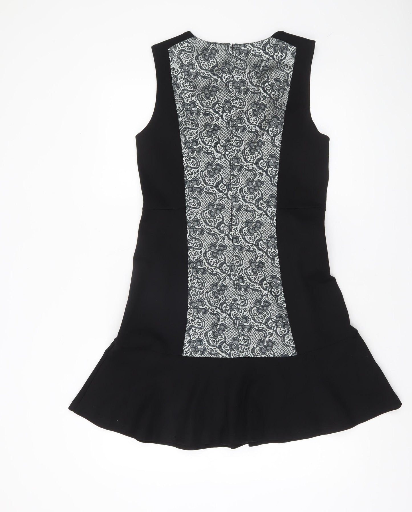 DKNY Women’s Black Grey Fit & Flare Knee Length Sleeveless Dress Size 8