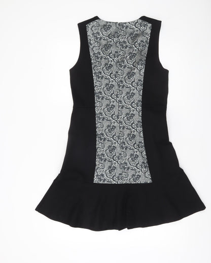 DKNY Women’s Black Grey Fit & Flare Knee Length Sleeveless Dress Size 8