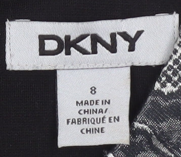 DKNY Women’s Black Grey Fit & Flare Knee Length Sleeveless Dress Size 8