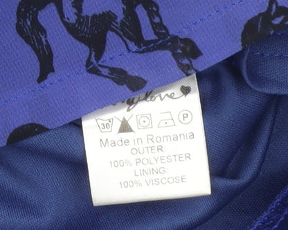 Oh My Love Women Blue Horse Print Playsuit Size S Long Sleeve