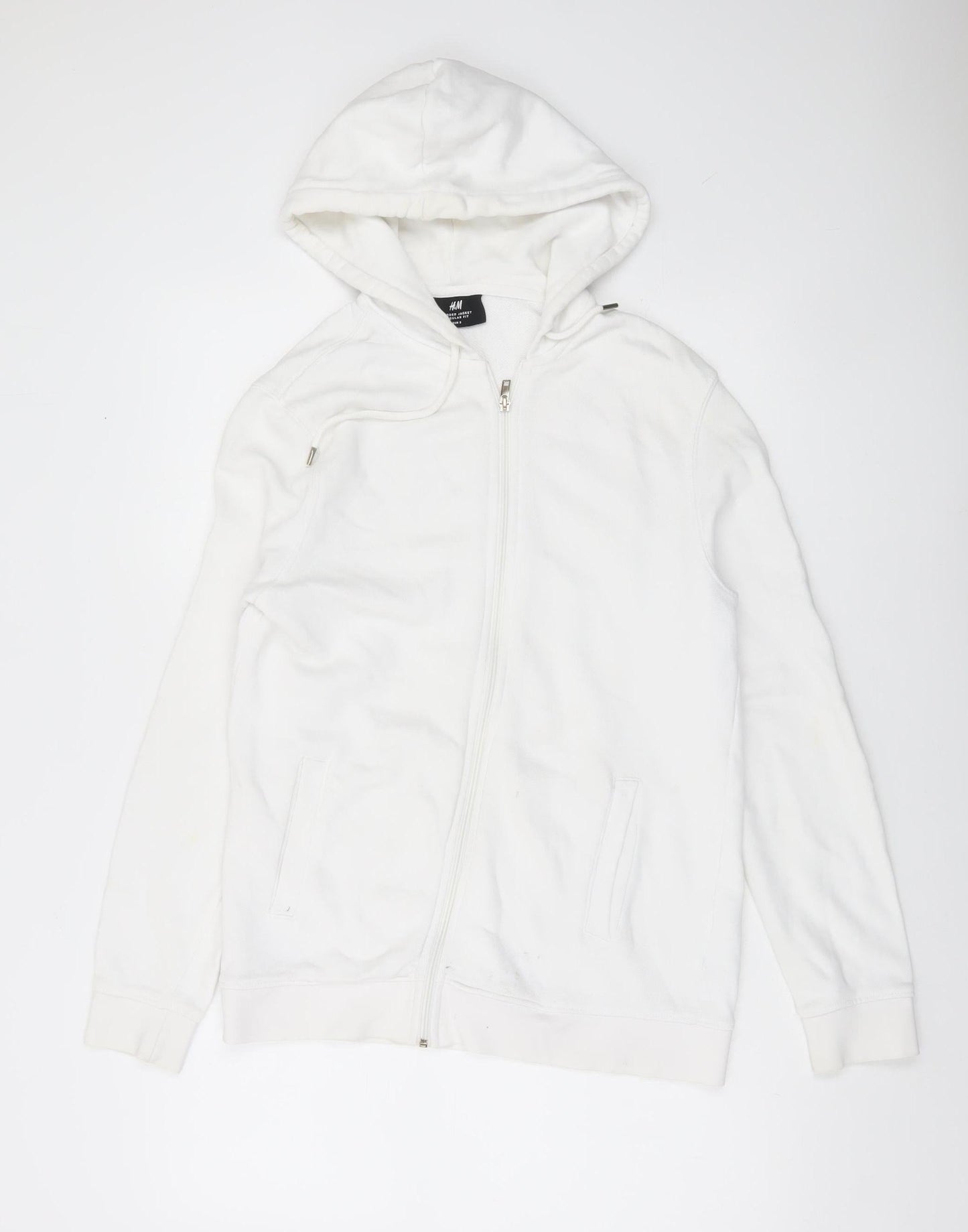 Mens UK Size S H&M White Full Zip Hoodie