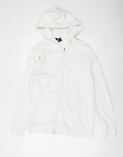 Mens UK Size S H&M White Full Zip Hoodie