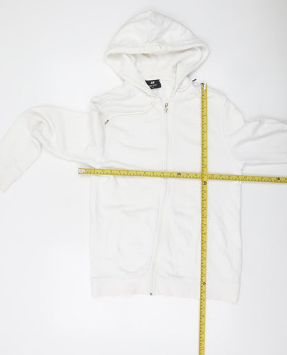 Mens UK Size S H&M White Full Zip Hoodie