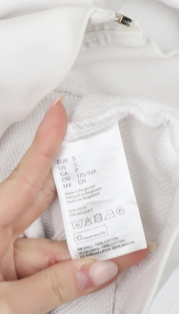 Mens UK Size S H&M White Full Zip Hoodie
