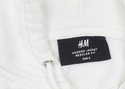 Mens UK Size S H&M White Full Zip Hoodie