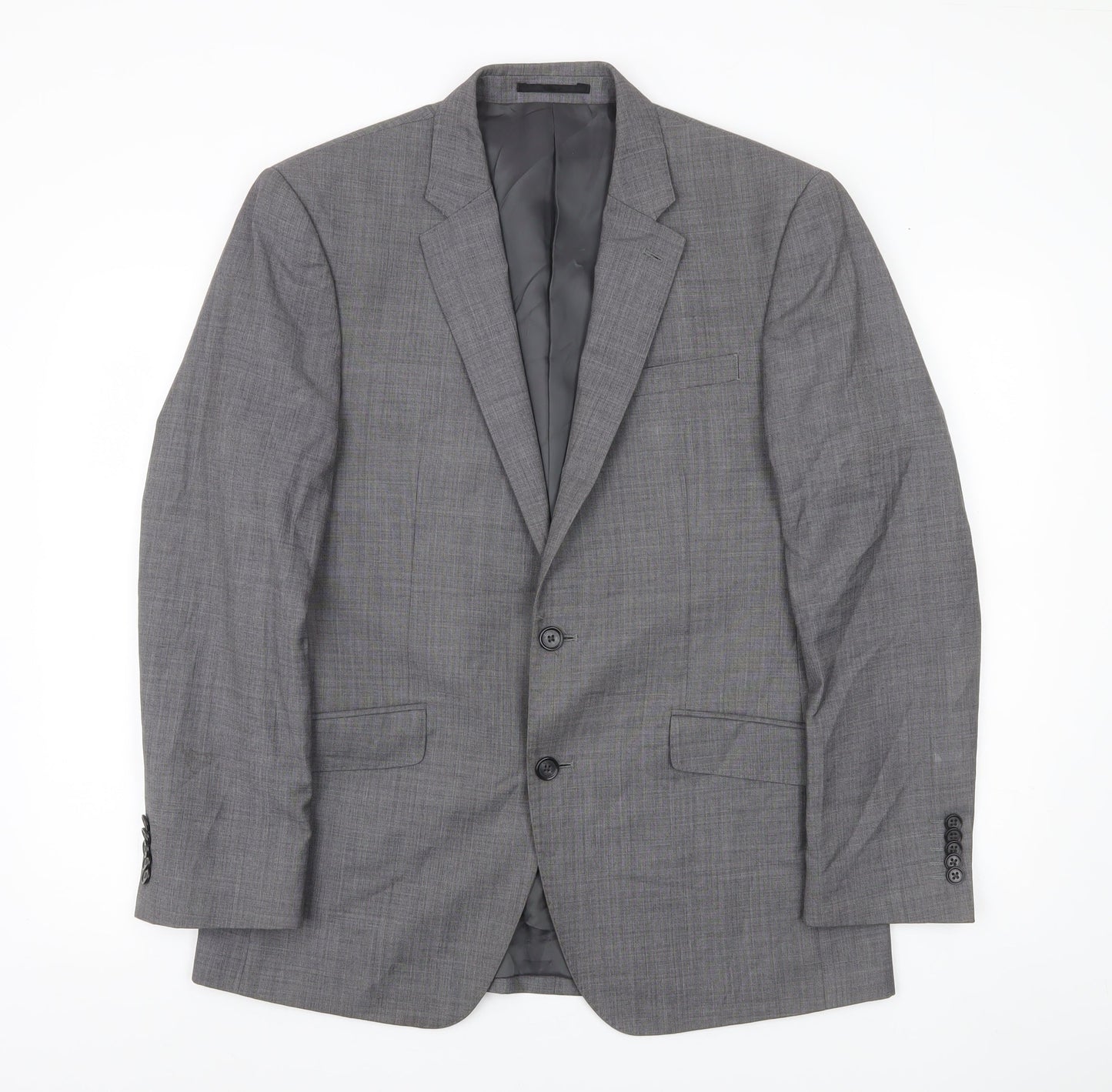 T.M. Lewin Men’s Grey Wool Blend Checked Suit Jacket 40R