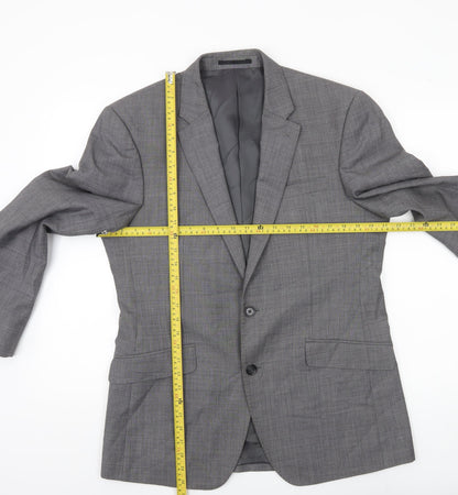 T.M. Lewin Men’s Grey Wool Blend Checked Suit Jacket 40R
