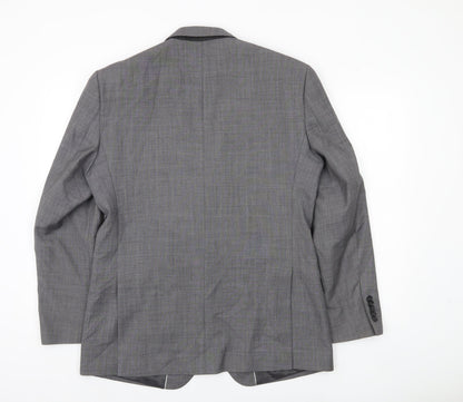 T.M. Lewin Men’s Grey Wool Blend Checked Suit Jacket 40R